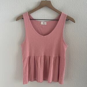 Anthropologie T.LA Ribbed Cotton Babydoll Top Pink Medium